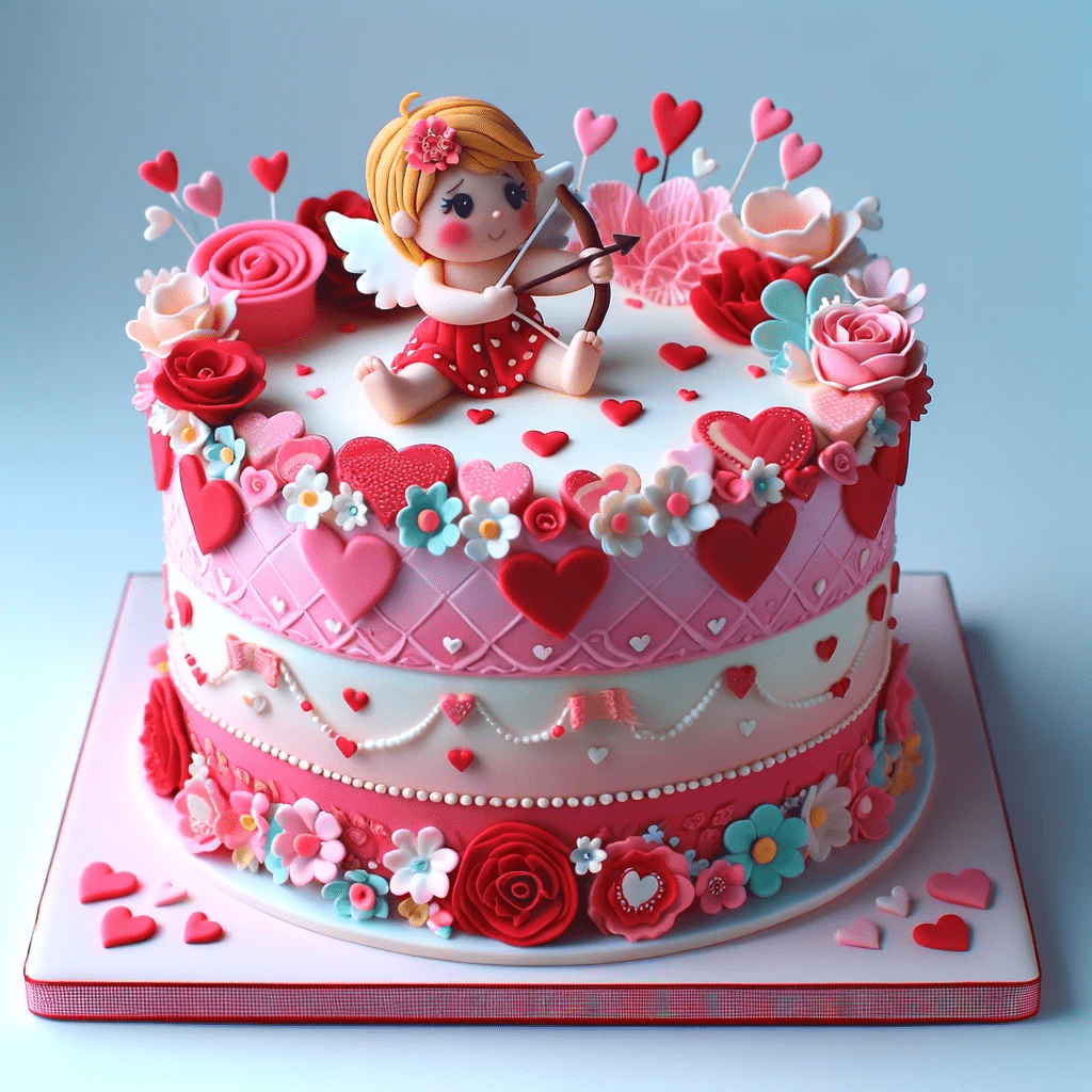 کیک دختر فرشته برای ولنتاین